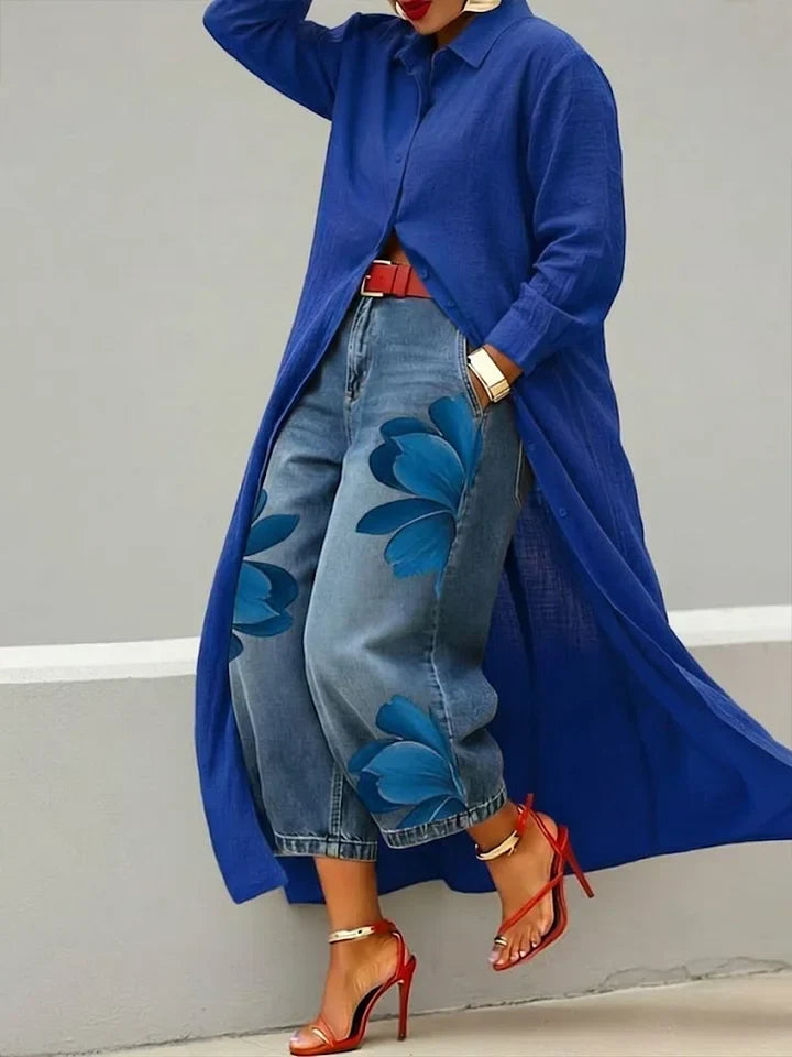 Suzanne | Women's Longline Shirt Dress Jeans Set