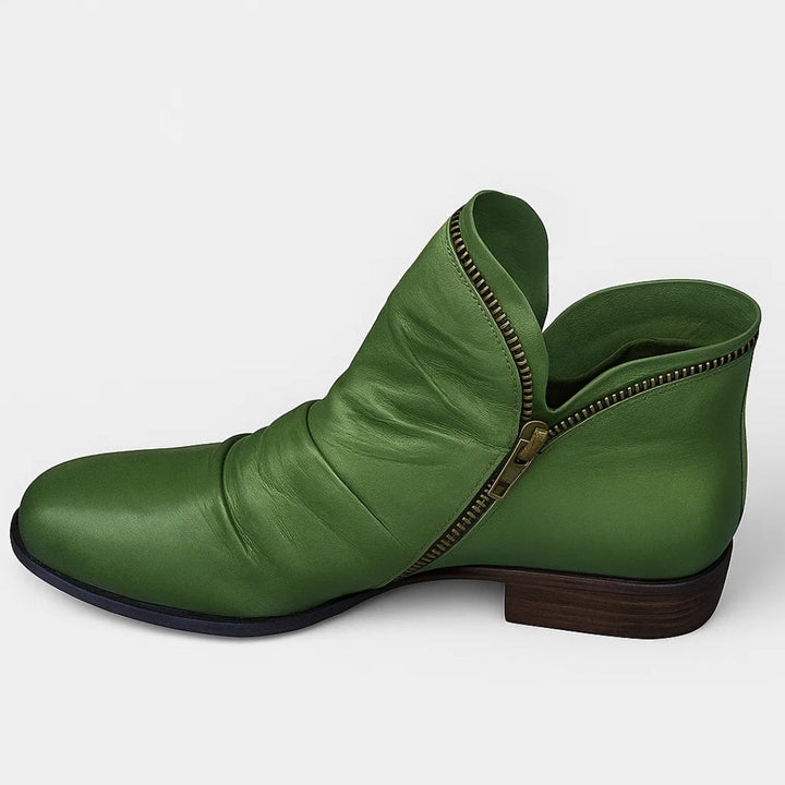 Renee | Women's Ruched Side Zip Ankle Boots