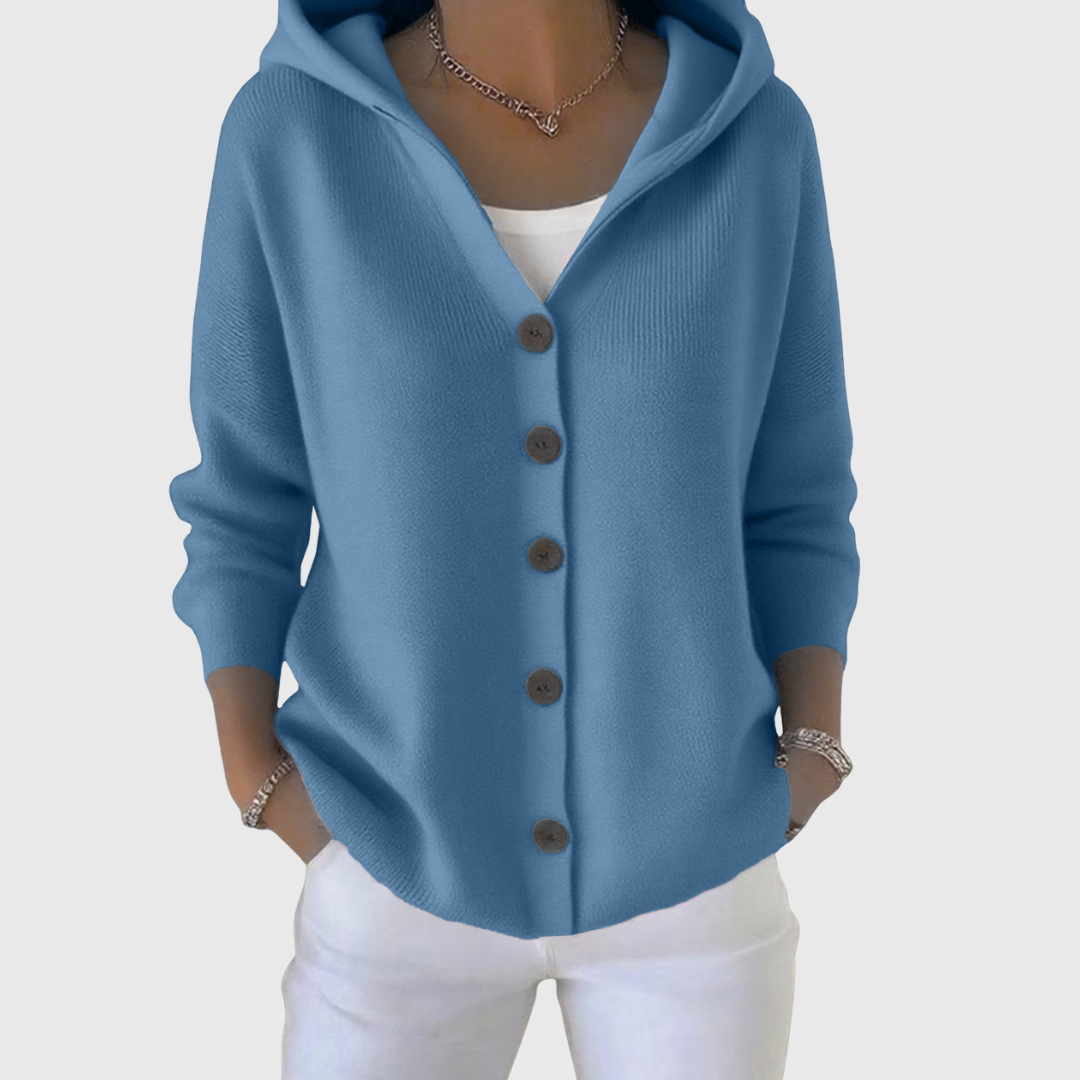 Agatha | Women's Hooded Knitted Button Cardigan