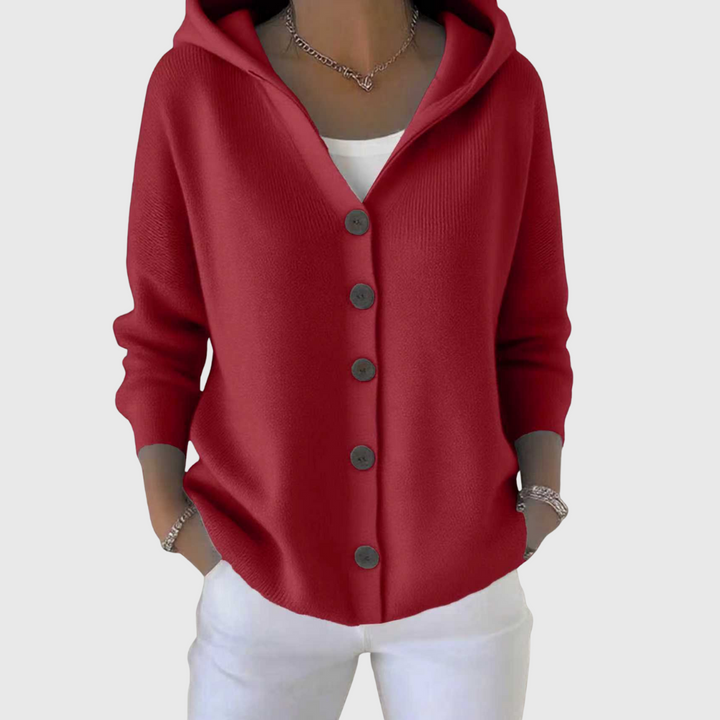 Agatha | Women's Hooded Knitted Button Cardigan