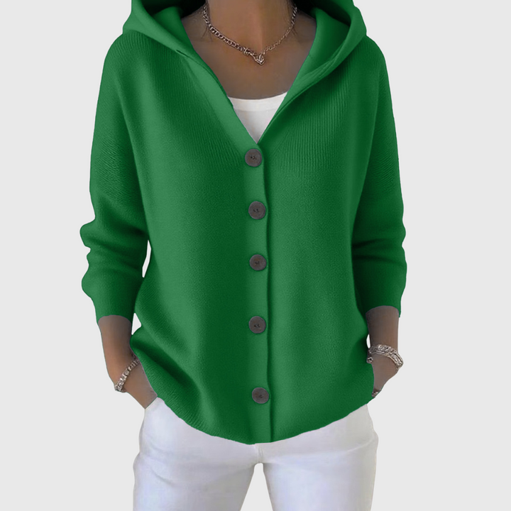 Agatha | Women's Hooded Knitted Button Cardigan