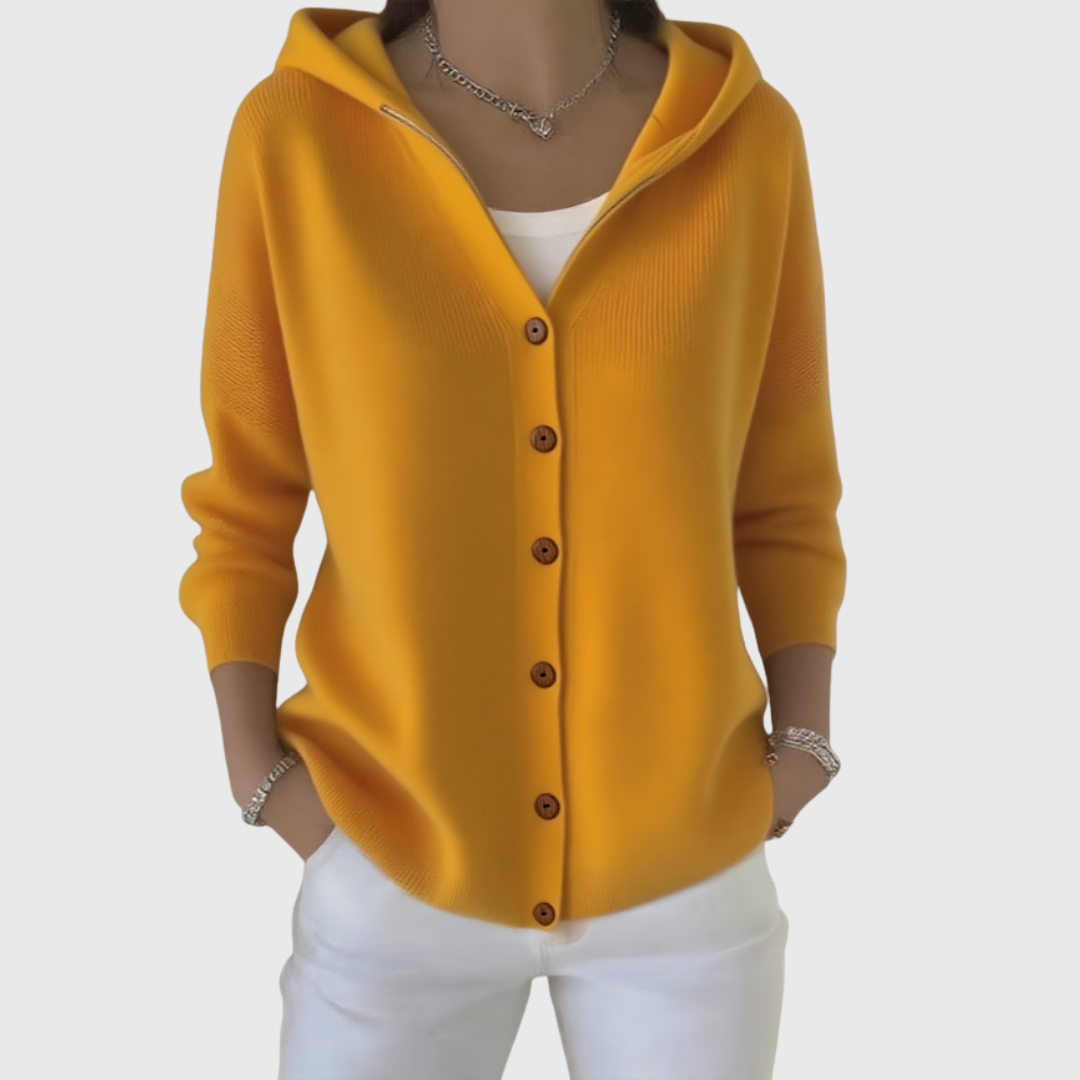 Agatha | Women's Hooded Knitted Button Cardigan