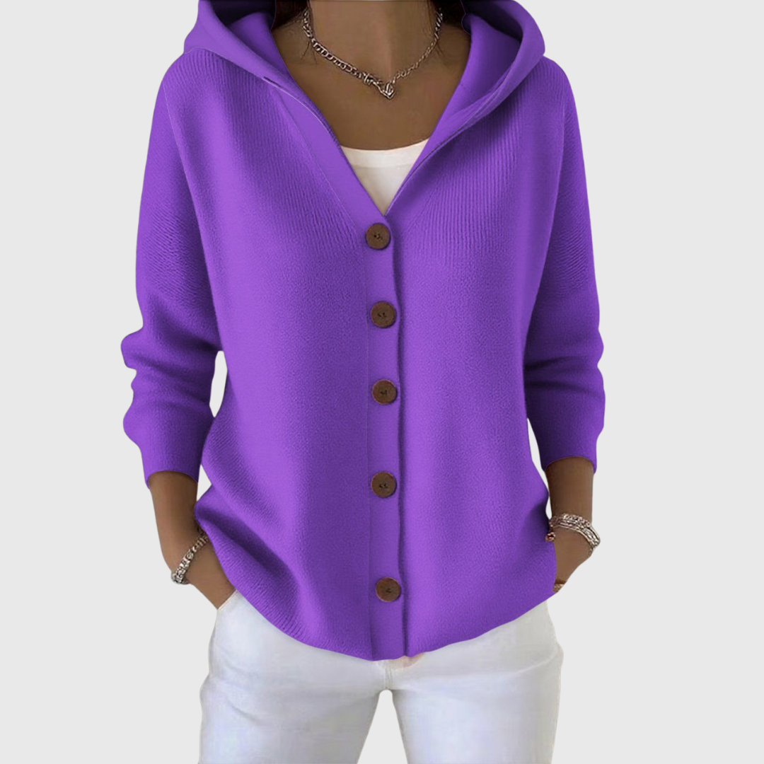Agatha | Women's Hooded Knitted Button Cardigan