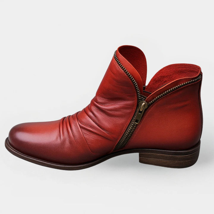 Renee | Women's Ruched Side Zip Ankle Boots