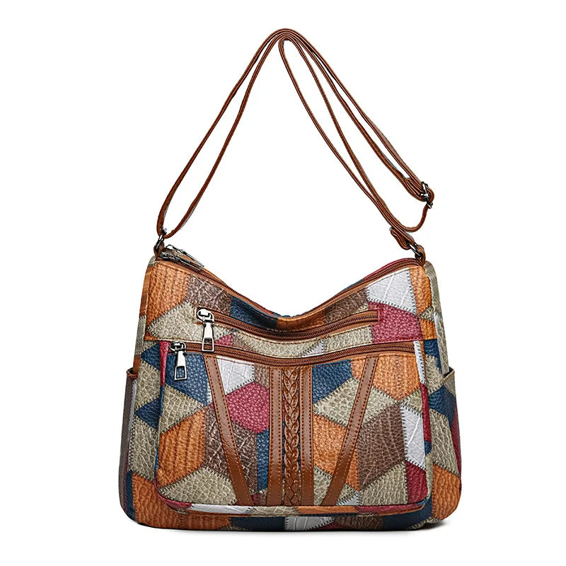 Jenna | Women's Patchwork Geometric Shoulder Bag