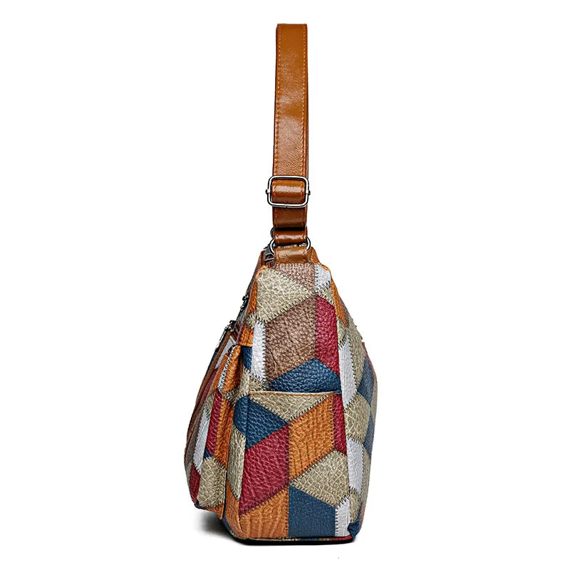 Jenna | Women's Patchwork Geometric Shoulder Bag