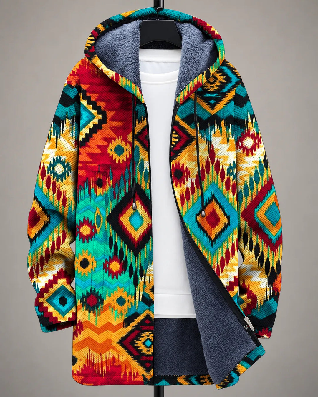 Ingrid | Women's Geometric Print Hooded Jacket
