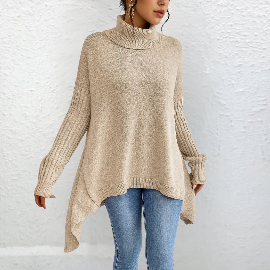 Celia | Women's Asymmetric Hem Turtleneck Sweater