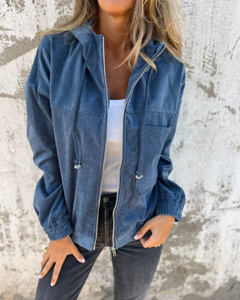 Hattie | Women's Ribbed Hooded Zip Jacket