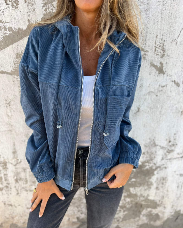 Hattie | Women's Ribbed Hooded Zip Jacket