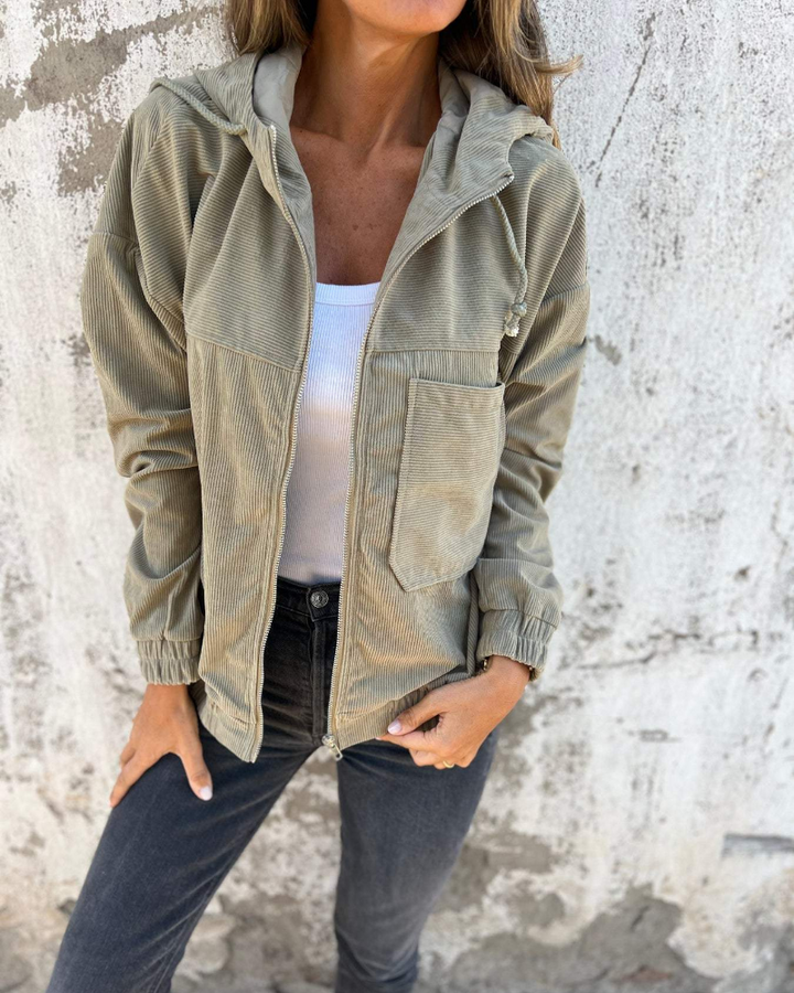 Hattie | Women's Ribbed Hooded Zip Jacket