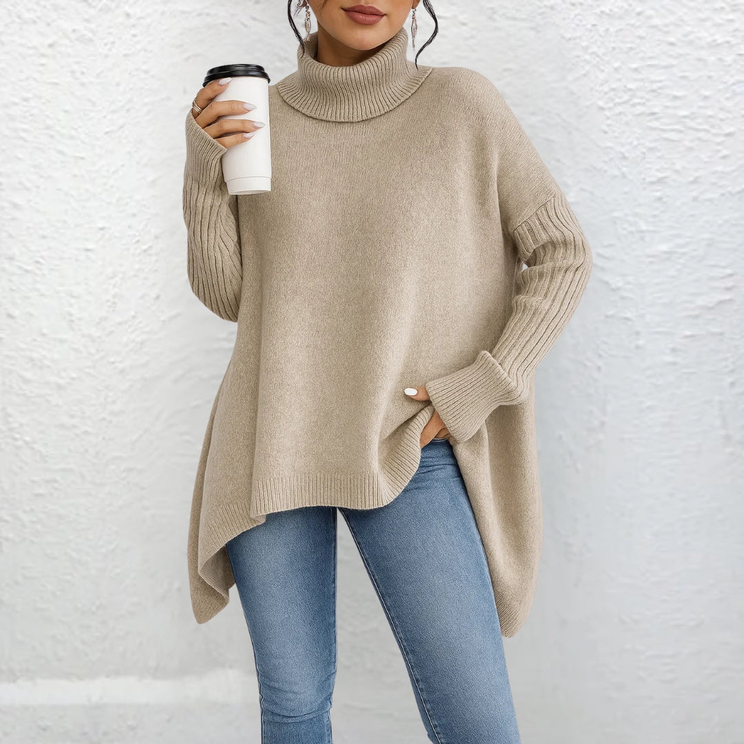 Celia | Women's Asymmetric Hem Turtleneck Sweater