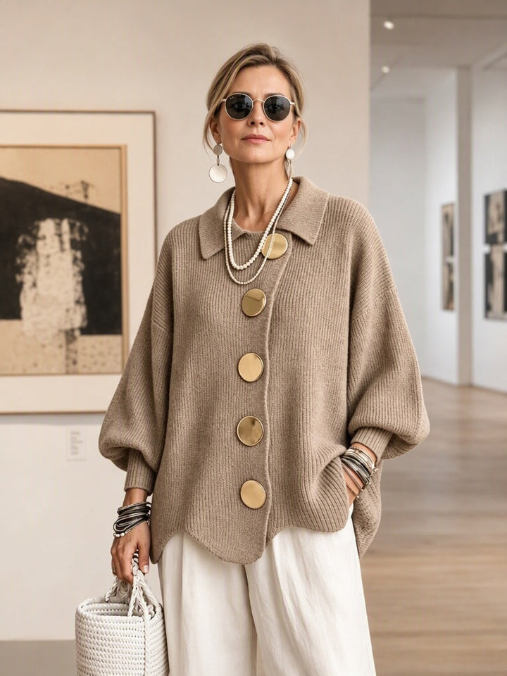 Vanessa | Women's Collared Button Knit Cardigan