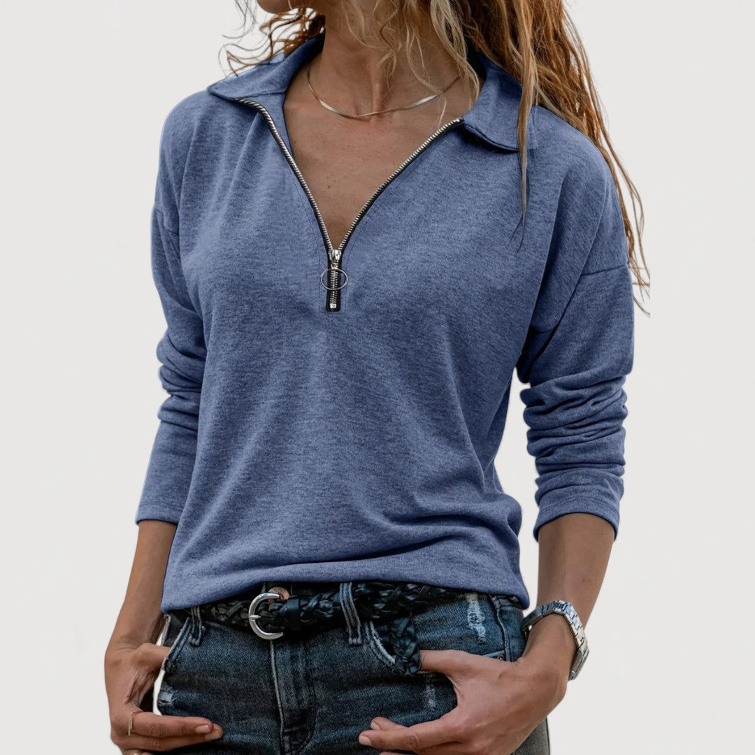 Tamsin | Women's Half Zip Collar Top