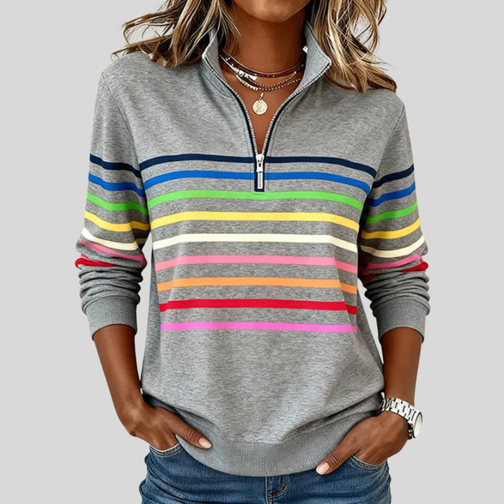 Harriet | Women's Striped Half-Zip Sweater