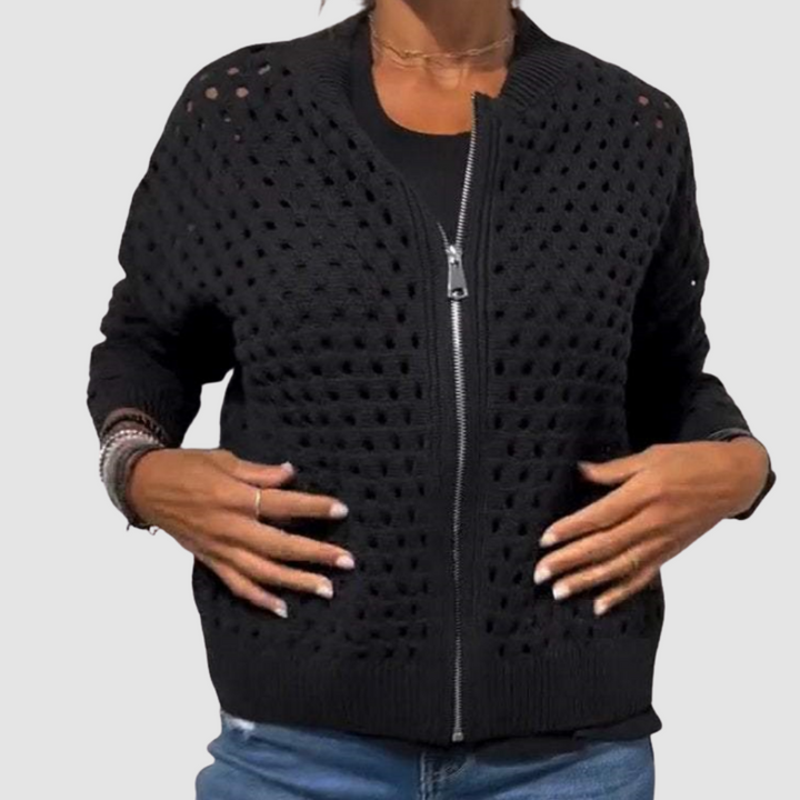 Bianca | Women's Knitted Cutout Zip Cardigan