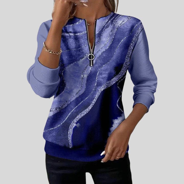 Estelle | Women's Vintage Print Half Zip Sweatshirt