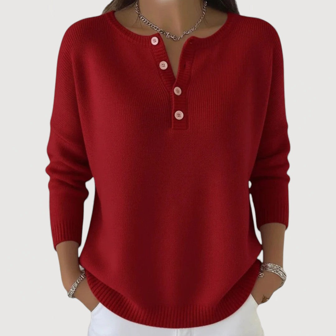 Anastasia | Women's Ribbed Button Neck Sweater