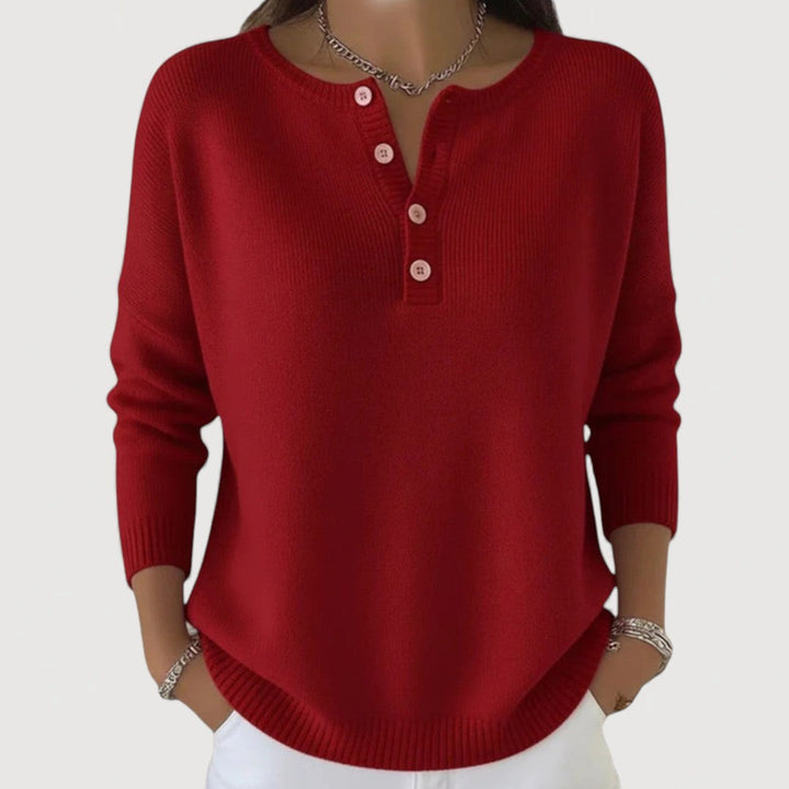 Anastasia | Women's Ribbed Button Neck Sweater
