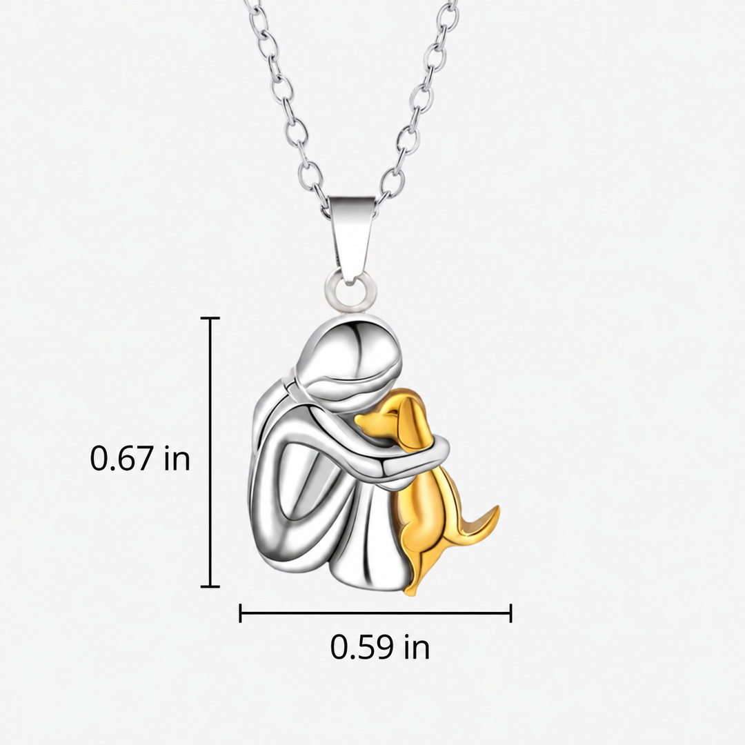 Marian | Women's Girl Hugging Dog Necklace