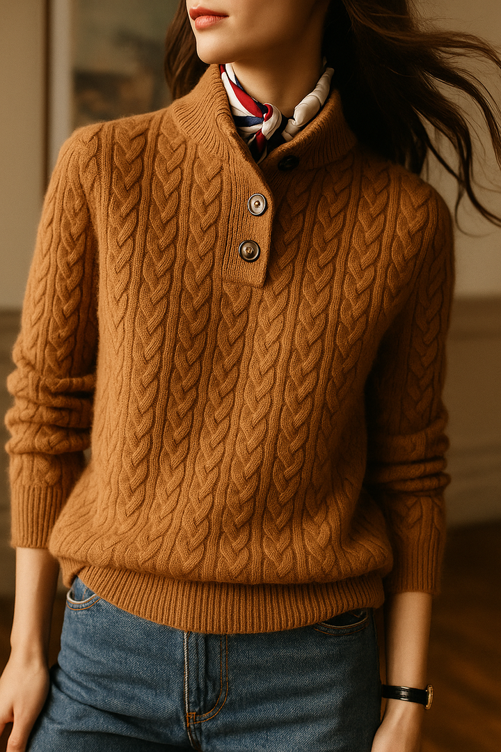 Stella | Women's Cable Knit Button Up Sweater