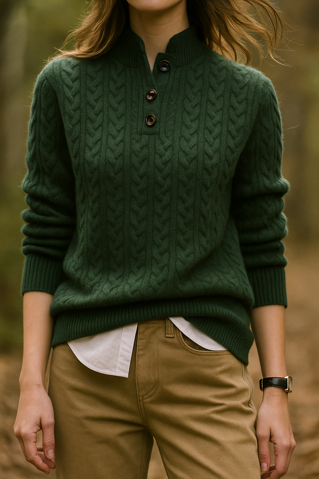 Stella | Women's Cable Knit Button Up Sweater
