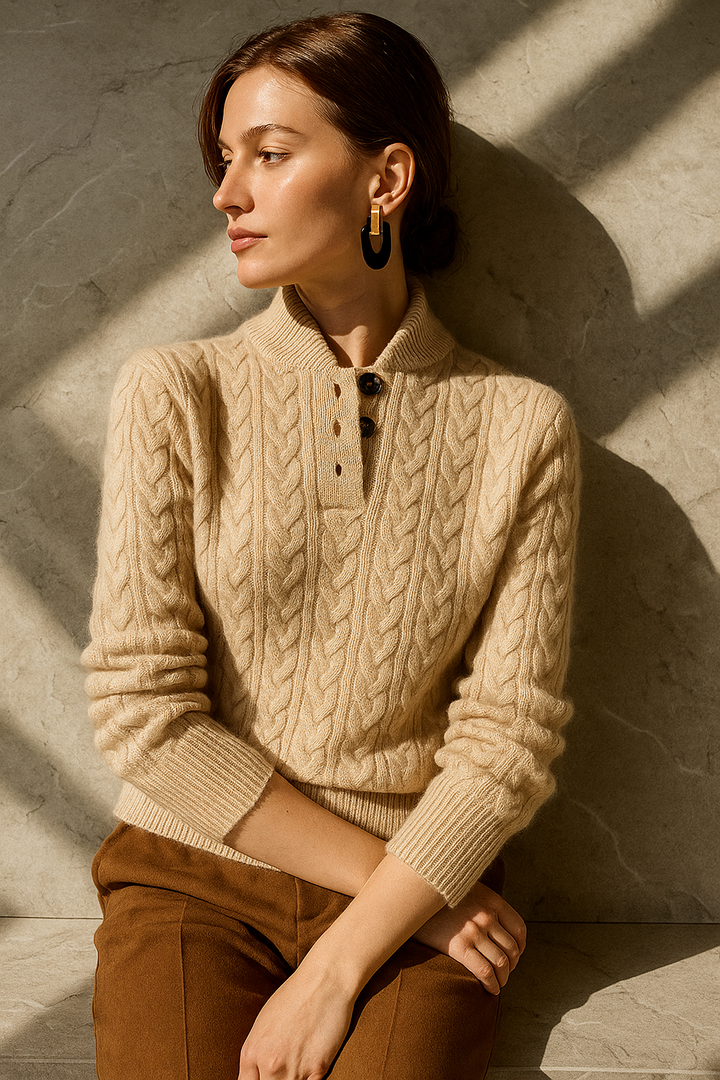 Stella | Women's Cable Knit Button Up Sweater