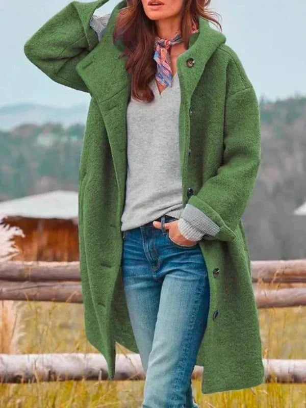 Clementine | Women's Long Hooded Button Front Coat