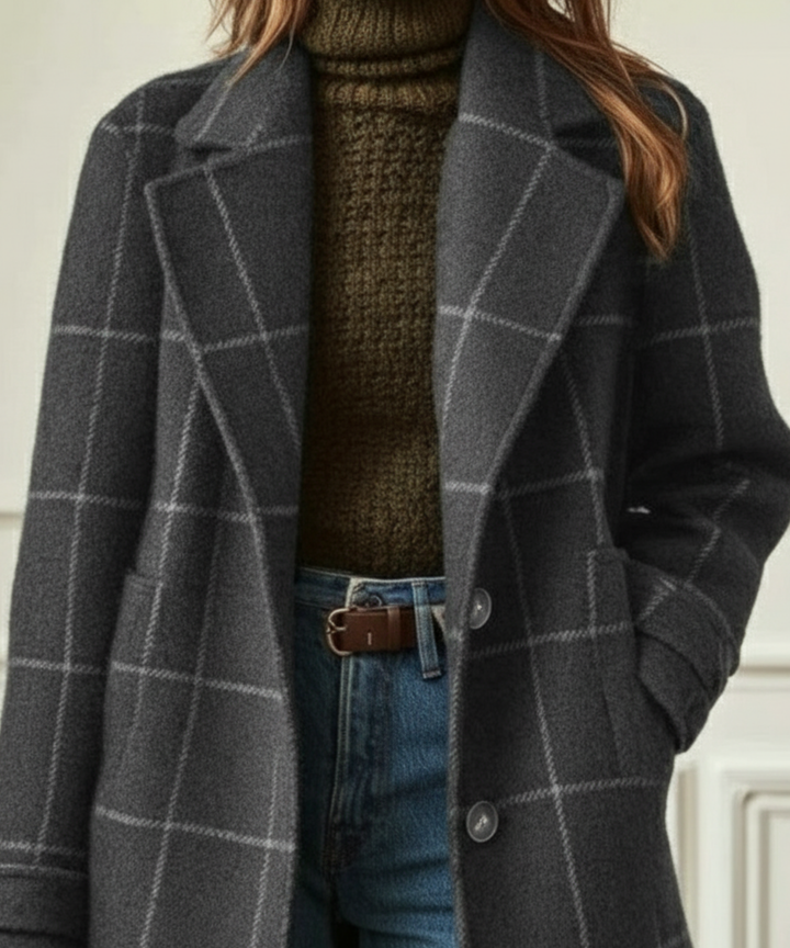 Meredith | Women's Windowpane Check Longline Coat
