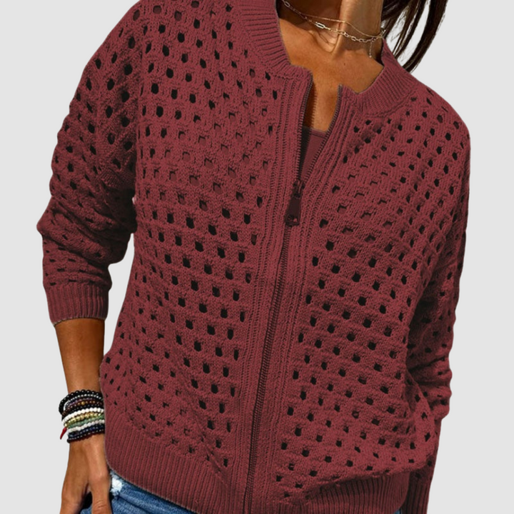 Bianca | Women's Knitted Cutout Zip Cardigan