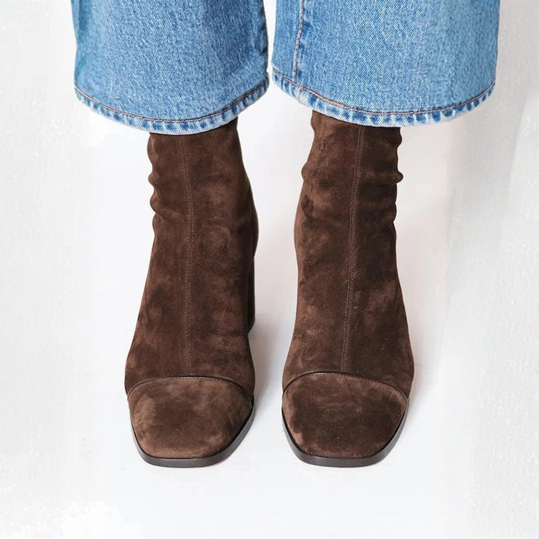 Lottie | Women's Brown Square Toe Ankle Boots