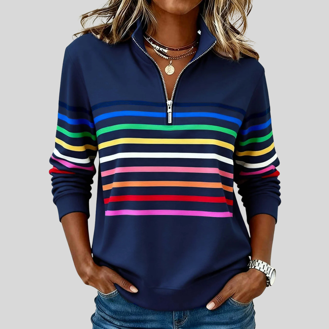 Harriet | Women's Striped Half-Zip Sweater