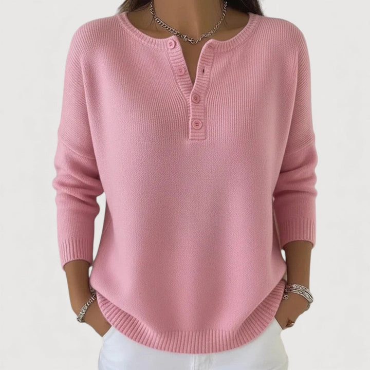 Anastasia | Women's Ribbed Button Neck Sweater