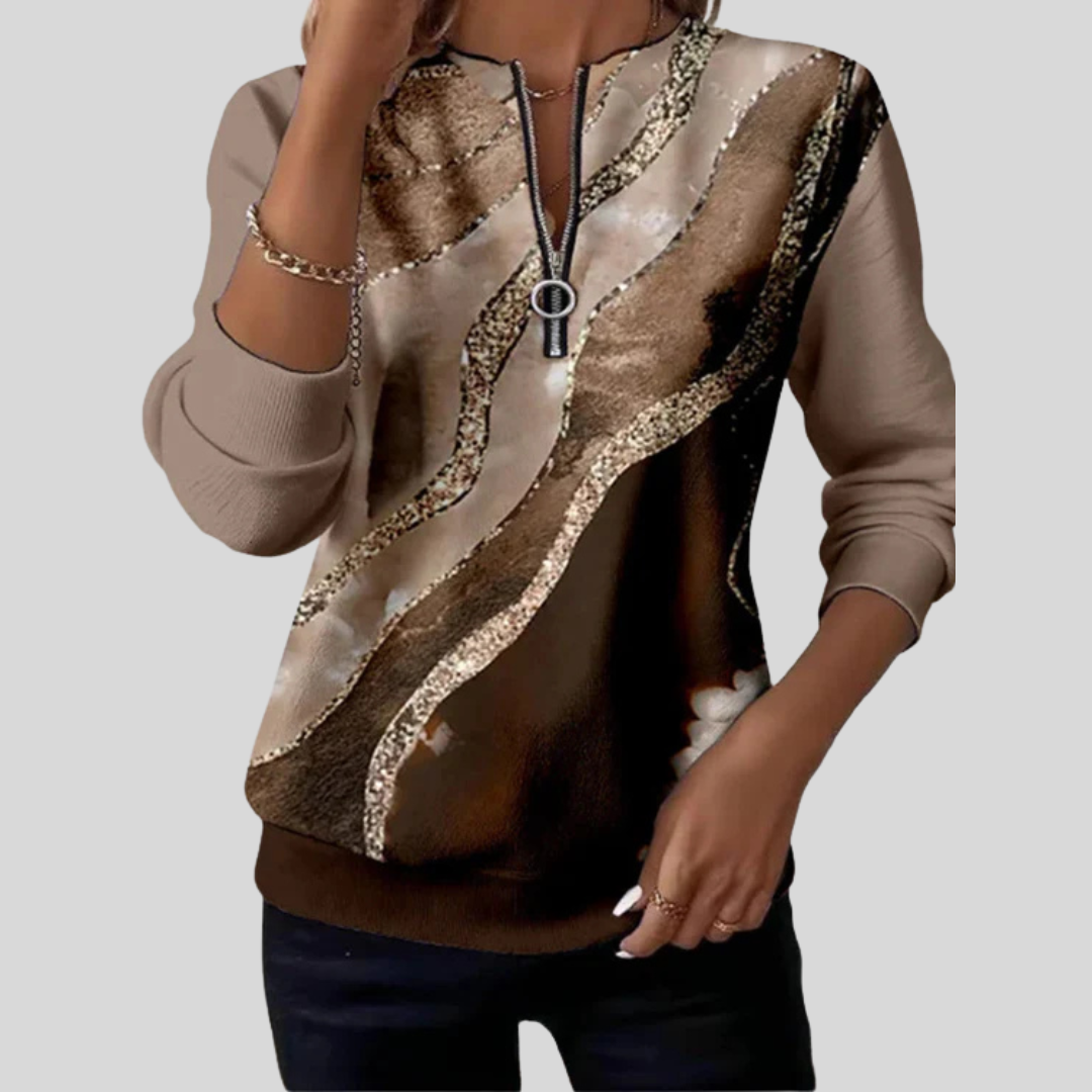 Estelle | Women's Vintage Print Half Zip Sweatshirt