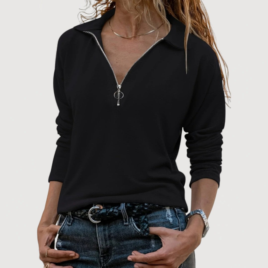 Tamsin | Women's Half Zip Collar Top