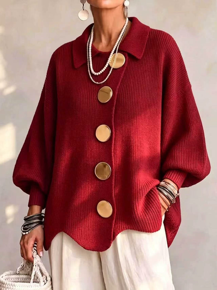 Vanessa | Women's Collared Button Knit Cardigan