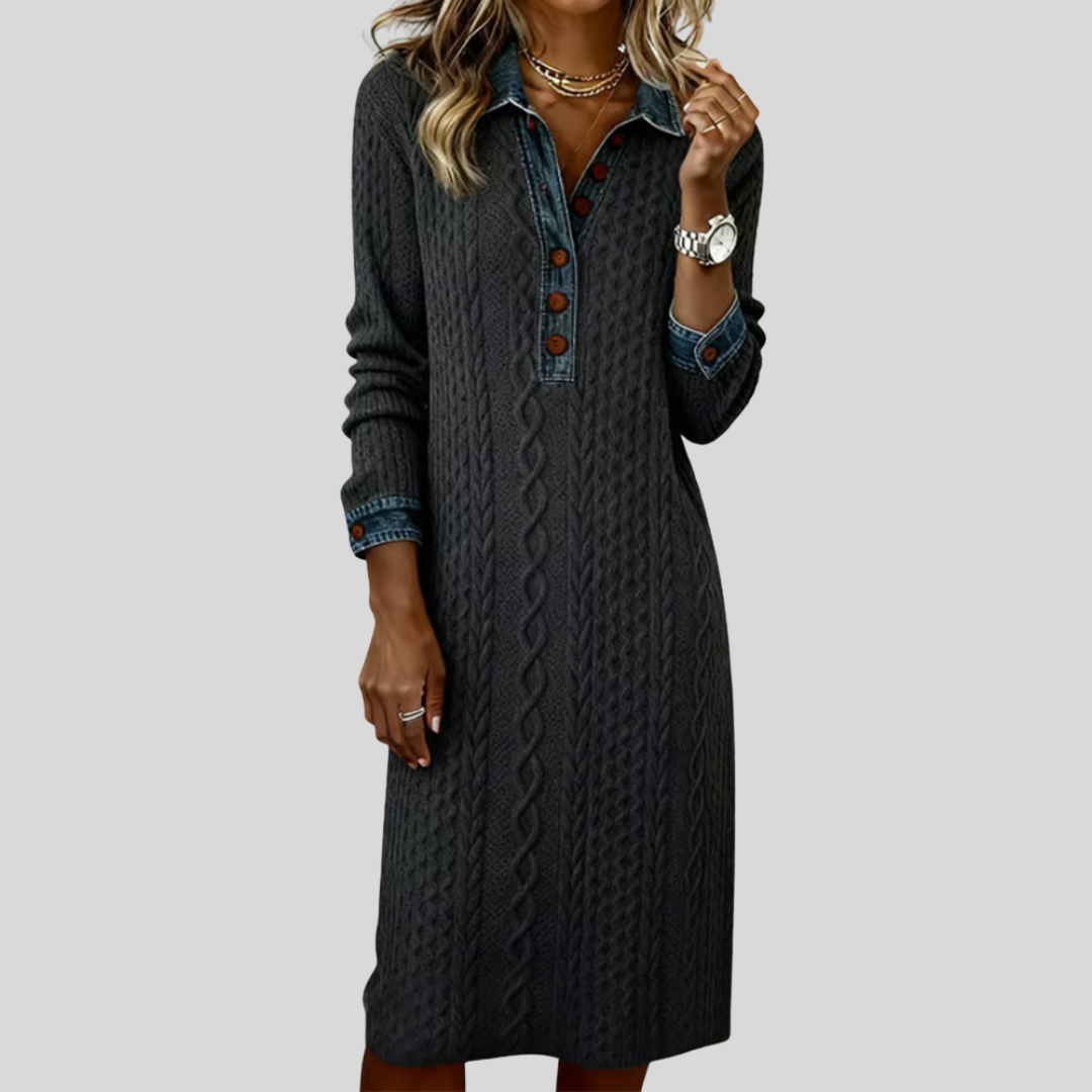 Amelie | Women's Cable Knit Midi Dress