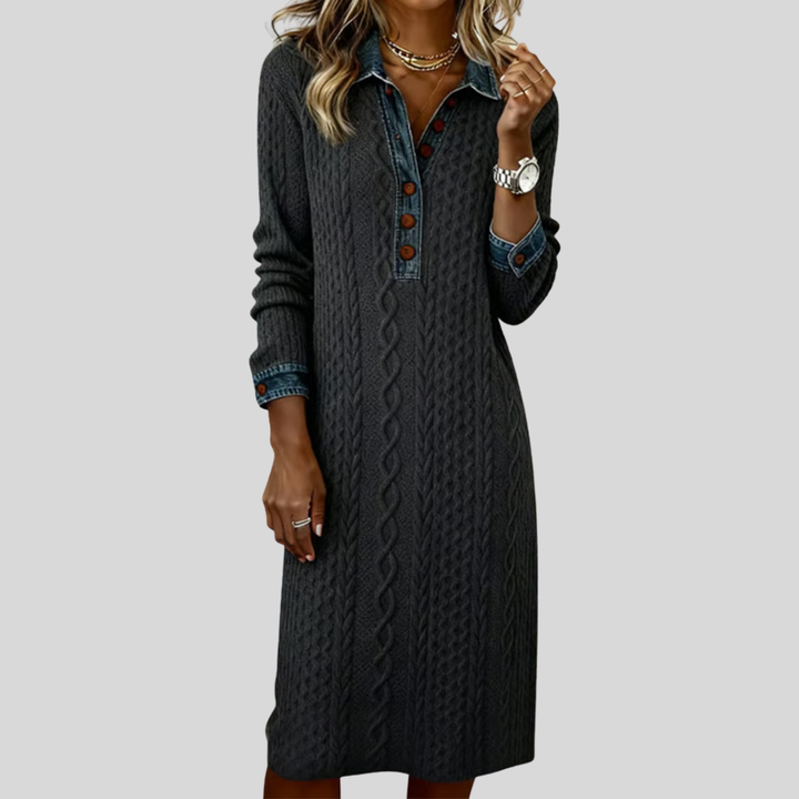 Amelie | Women's Cable Knit Midi Dress