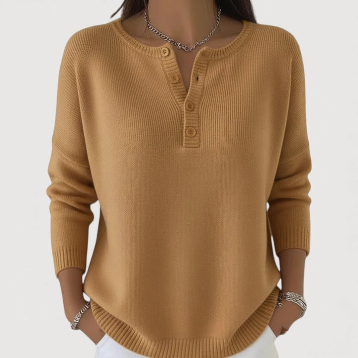 Anastasia | Women's Ribbed Button Neck Sweater
