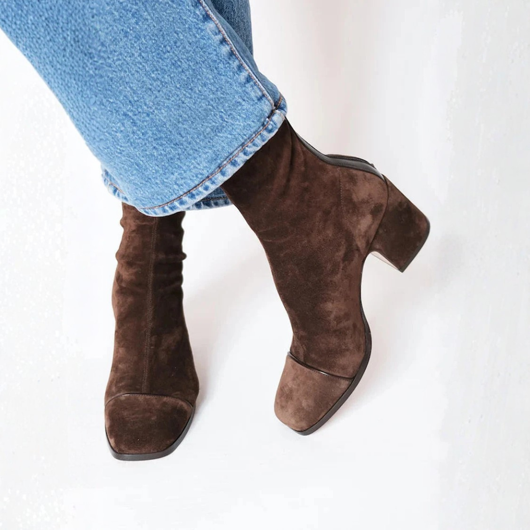 Lottie | Women's Brown Square Toe Ankle Boots