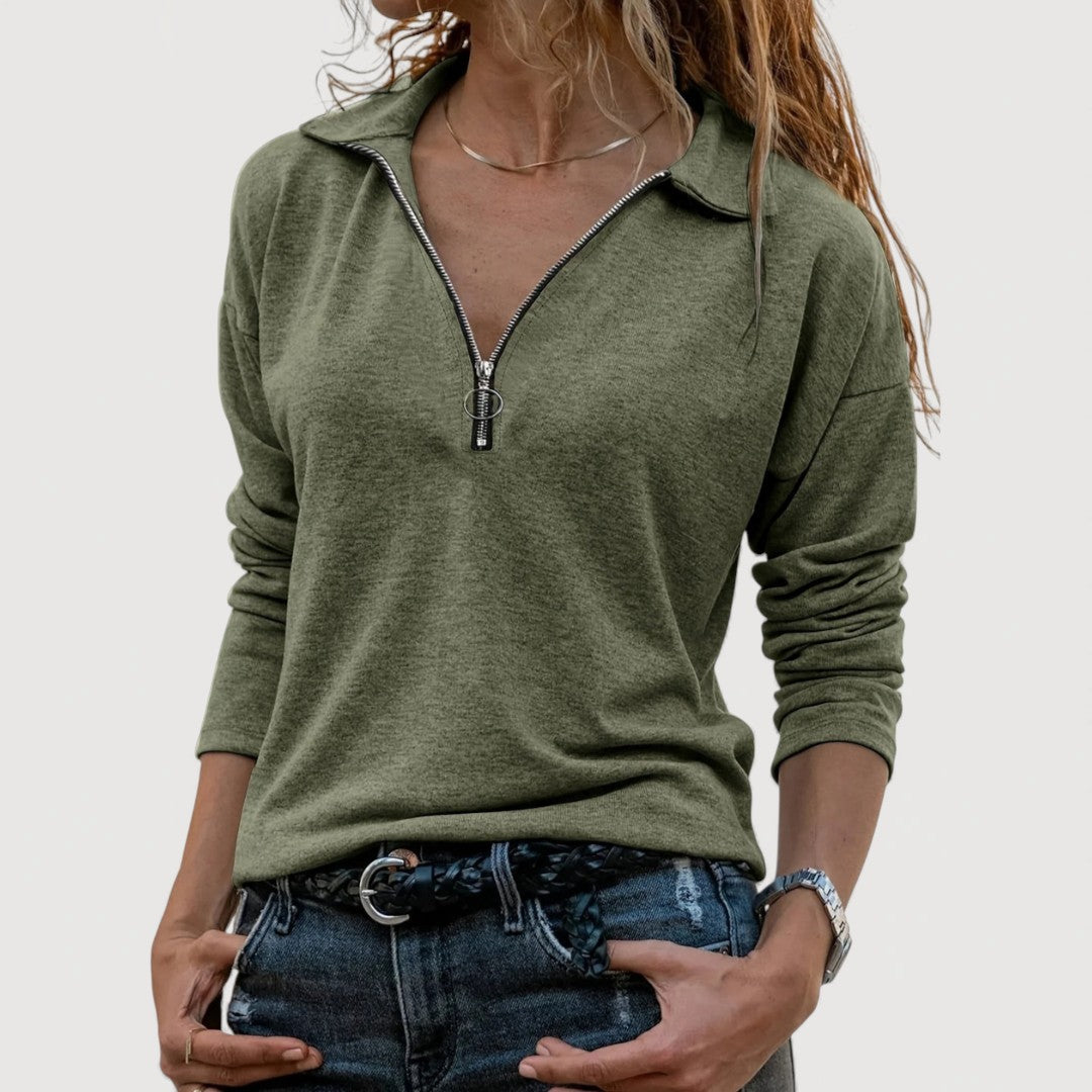 Tamsin | Women's Half Zip Collar Top