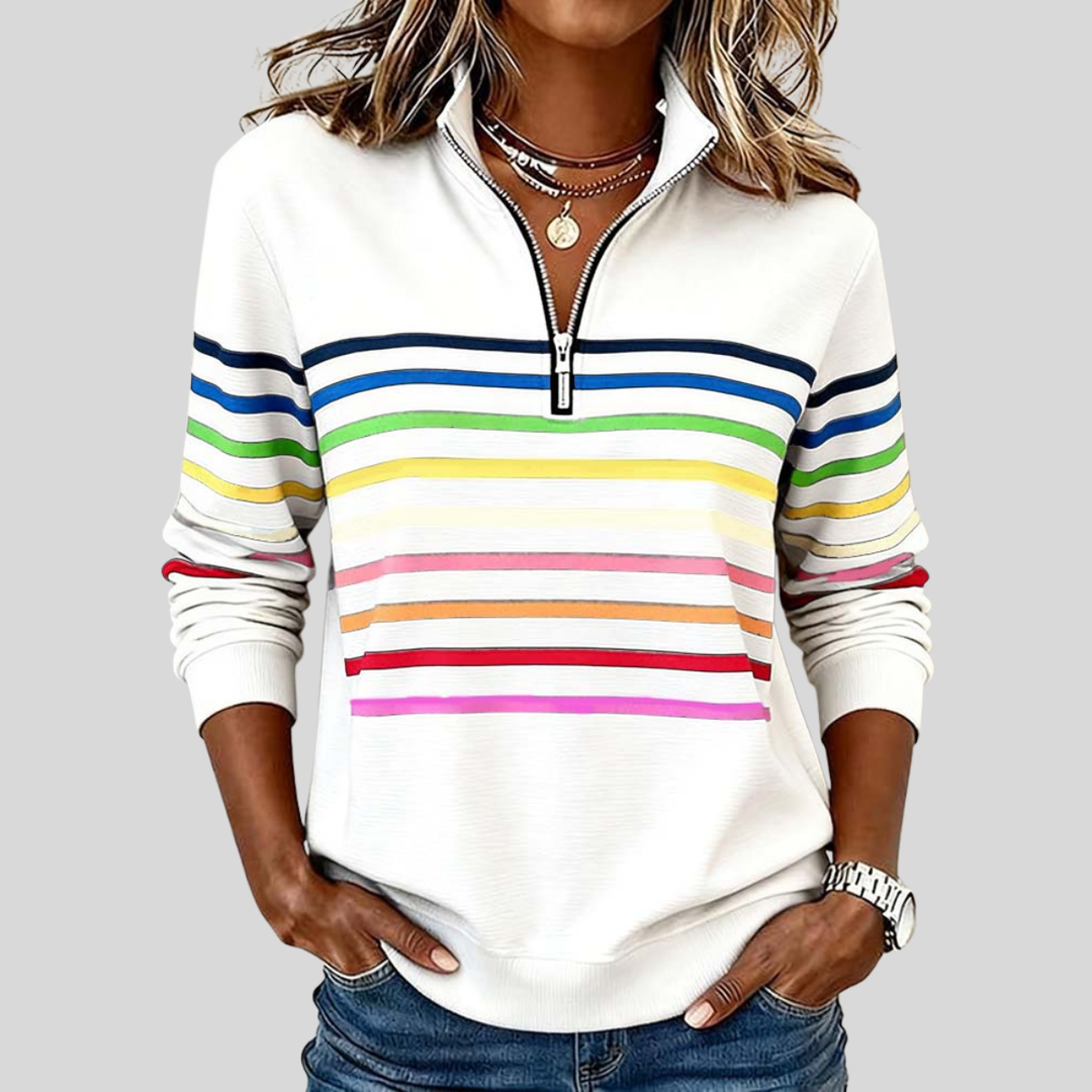 Harriet | Women's Striped Half-Zip Sweater