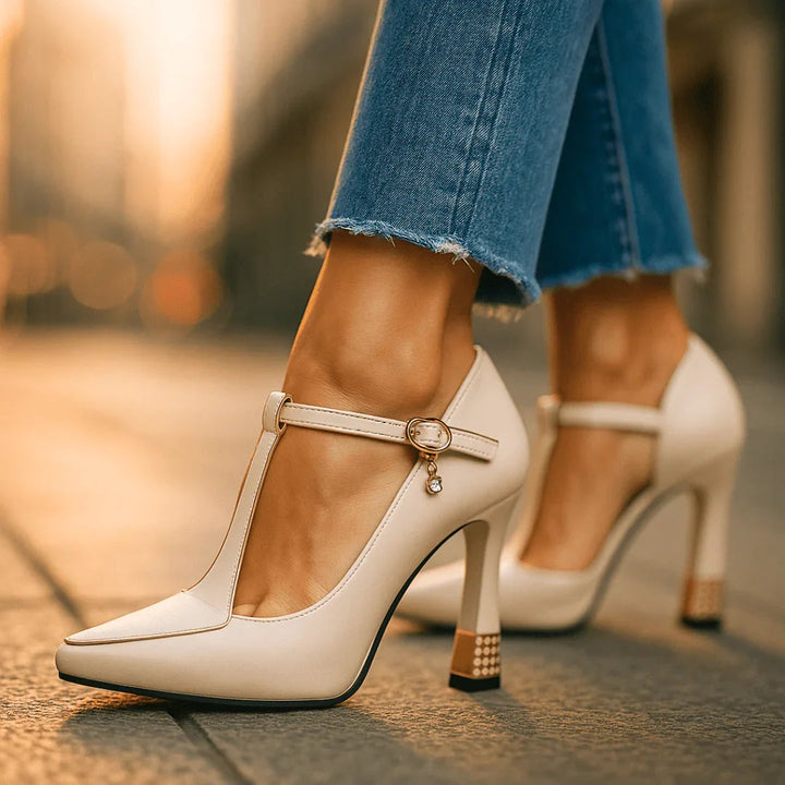 Beatrice | Women's T-Strap Pointed Toe Pumps
