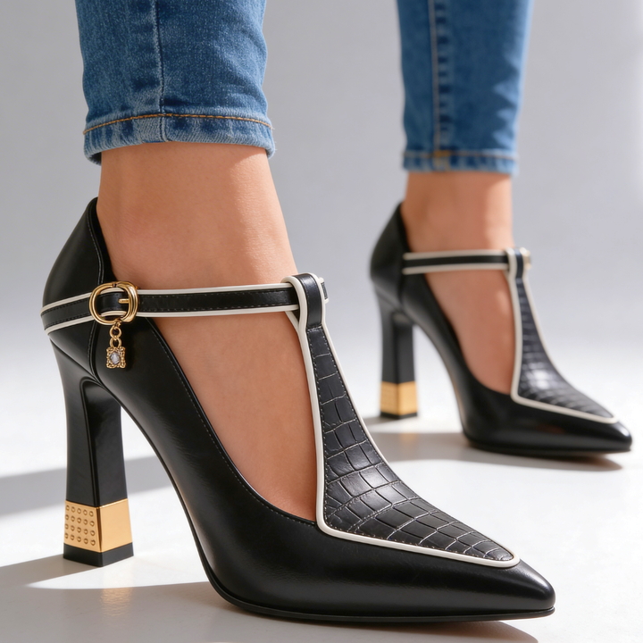 Beatrice | Women's T-Strap Pointed Toe Pumps