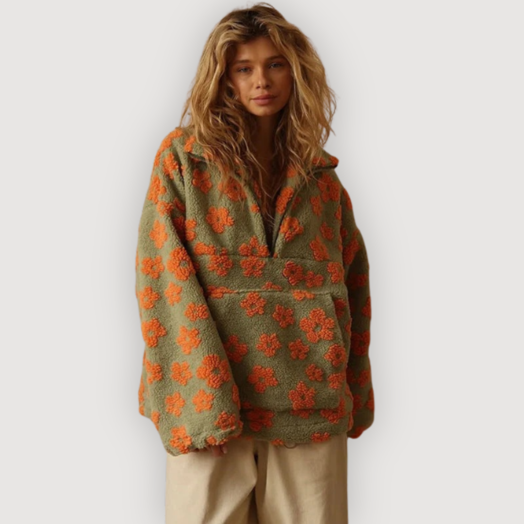 Cecily | Women's Floral Print Half-Zip Sweater
