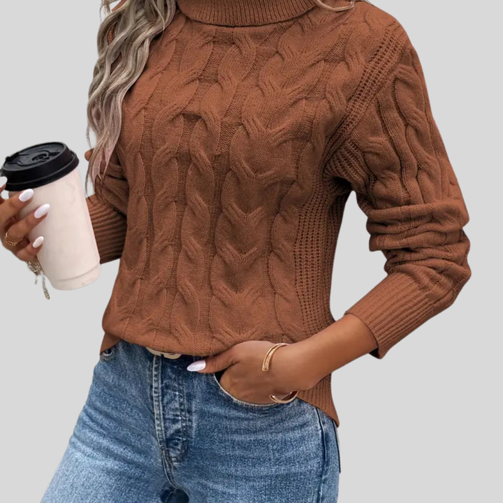Ophelia | Women's Cable Knit Turtleneck Sweater