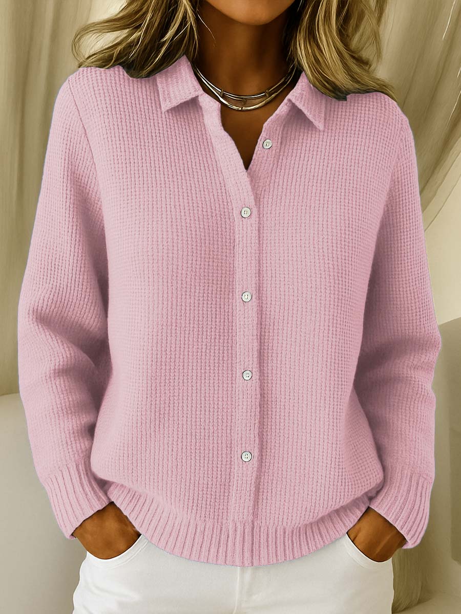 Penelope | Women's Waffle Knit Collared Cardigan