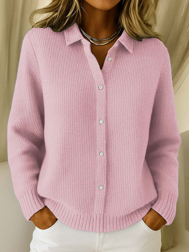 Penelope | Women's Waffle Knit Collared Cardigan
