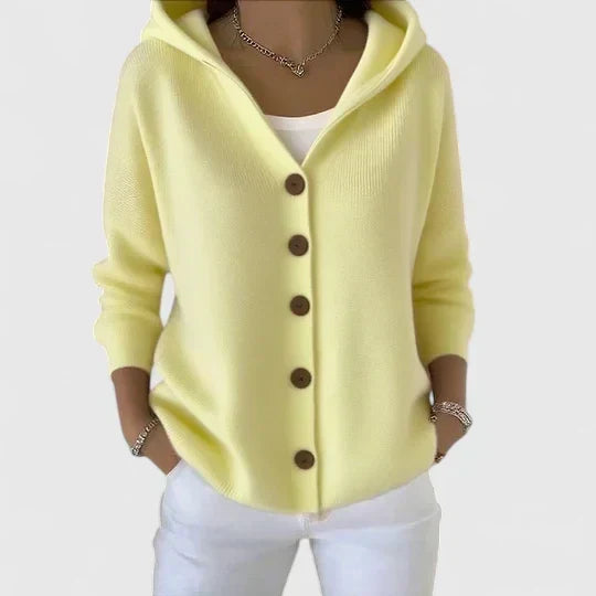Agatha | Women's Hooded Knitted Button Cardigan