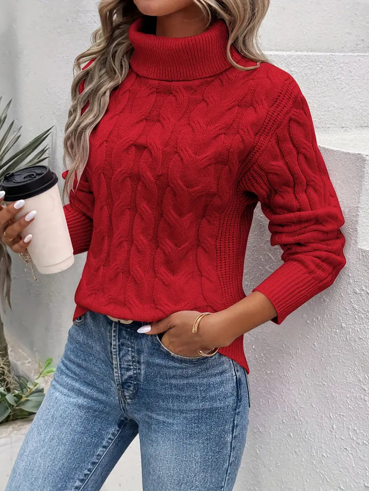 Ophelia | Women's Cable Knit Turtleneck Sweater